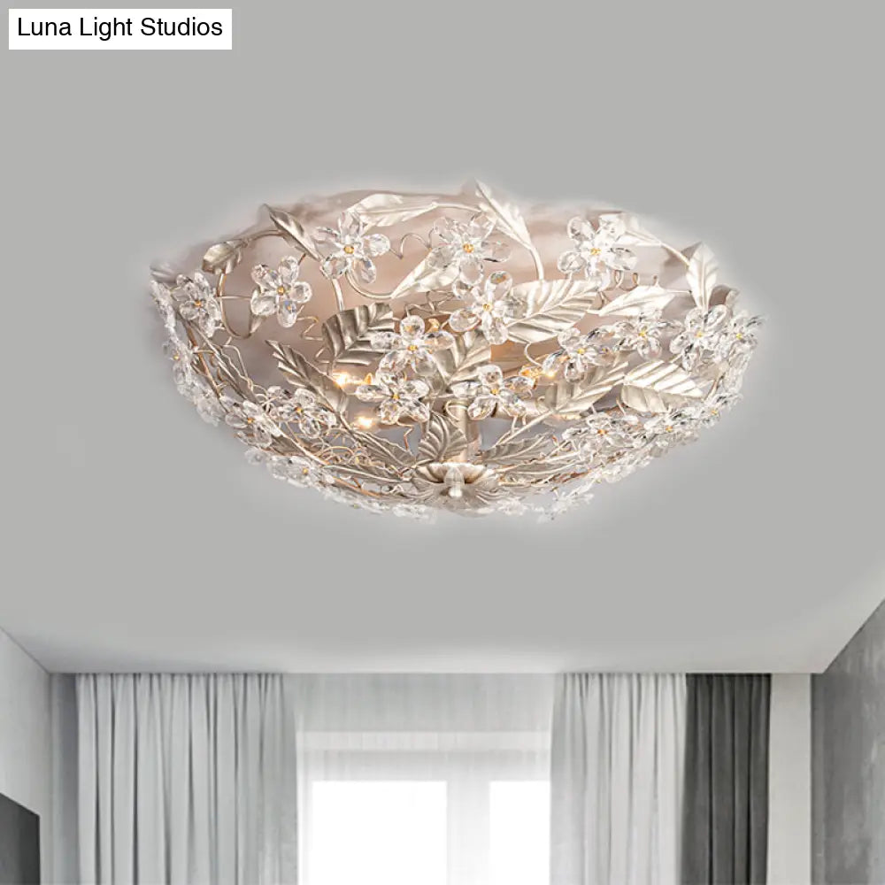 DecorBites™ DecorBites™ Modernist Flower Crystal Ceiling Mounted Fixture with Leaf Corridor Semi Mount Lighting