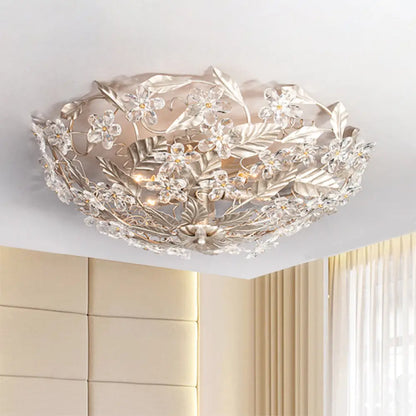 DecorBites™ DecorBites™ Modernist Flower Crystal Ceiling Mounted Fixture with Leaf Corridor Semi Mount Lighting