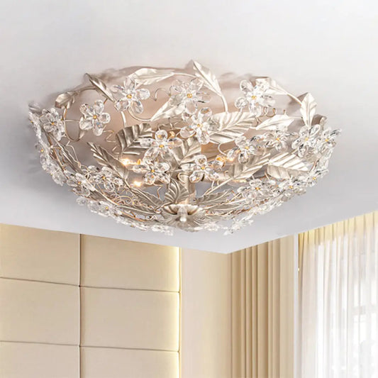 DecorBites™ DecorBites™ Modernist Flower Crystal Ceiling Mounted Fixture with Leaf Corridor Semi Mount Lighting