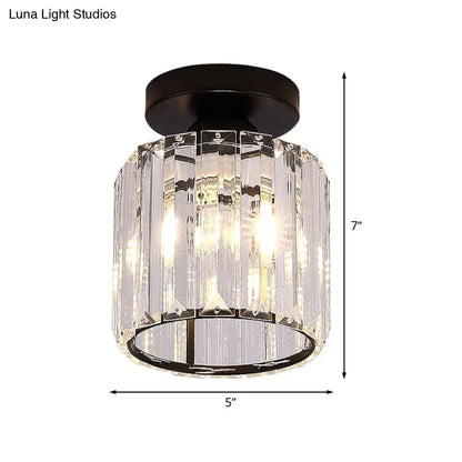 DecorBites™ DecorBites™ Modernist Flush Mount Ceiling Lamp: Clear Glass Cylinder Black Fixture for Corridor