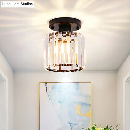 DecorBites™ DecorBites™ Modernist Flush Mount Ceiling Lamp: Clear Glass Cylinder Black Fixture for Corridor