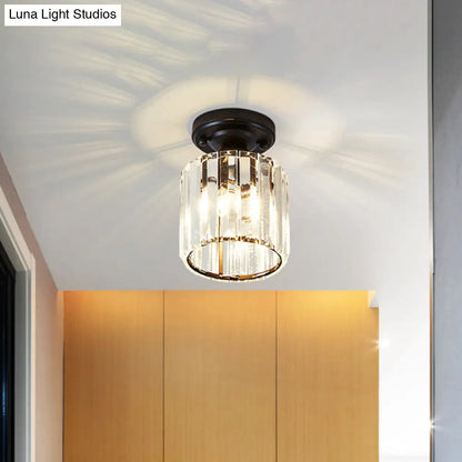 DecorBites™ DecorBites™ Modernist Flush Mount Ceiling Lamp: Clear Glass Cylinder Black Fixture for Corridor