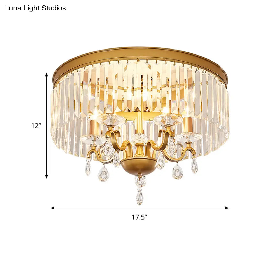 DecorBites™ DecorBites™ Modernist Flush Mount Lamp with Clear Crystal Shade - 4/5 Bulbs, Bedroom Ceiling Fixture - 18"/21.5" Width