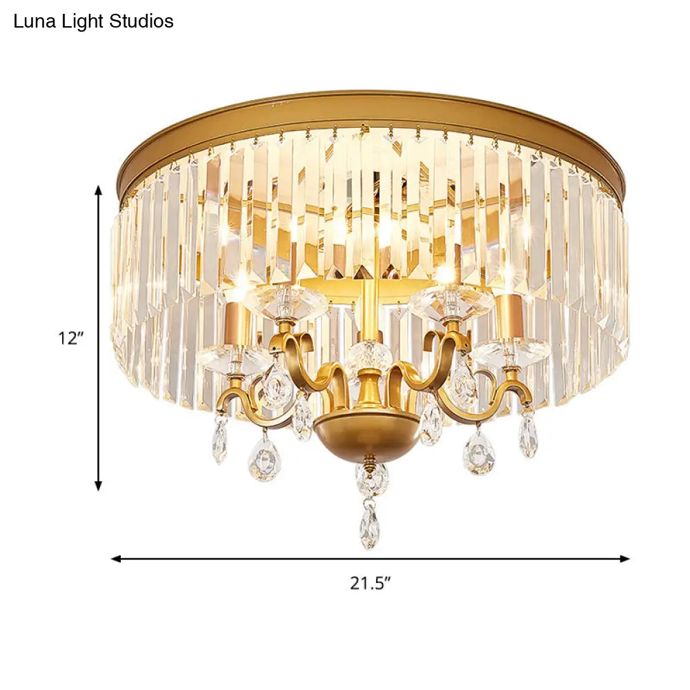 DecorBites™ DecorBites™ Modernist Flush Mount Lamp with Clear Crystal Shade - 4/5 Bulbs, Bedroom Ceiling Fixture - 18"/21.5" Width