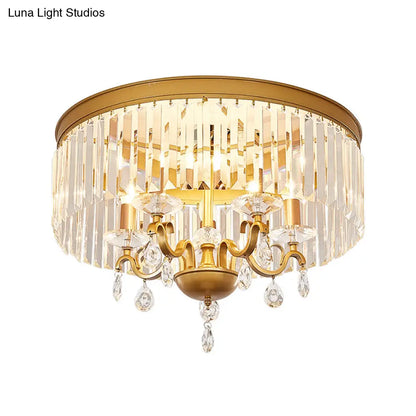 DecorBites™ DecorBites™ Modernist Flush Mount Lamp with Clear Crystal Shade - 4/5 Bulbs, Bedroom Ceiling Fixture - 18"/21.5" Width