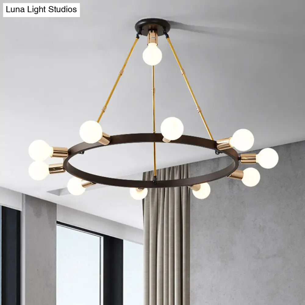 Lámpara de techo colgante modernista de cristal blanco esmerilado con forma de burbuja - 11 luces, color negro