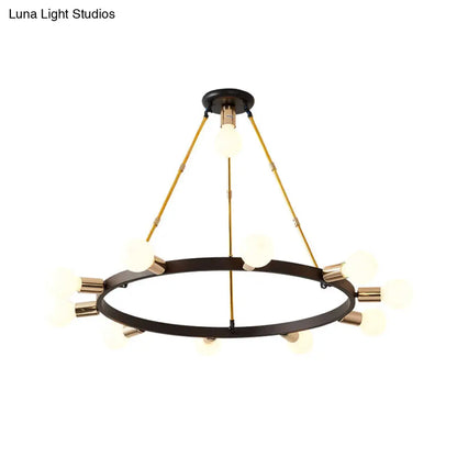 Lámpara de techo colgante modernista de cristal blanco esmerilado con forma de burbuja - 11 luces, color negro