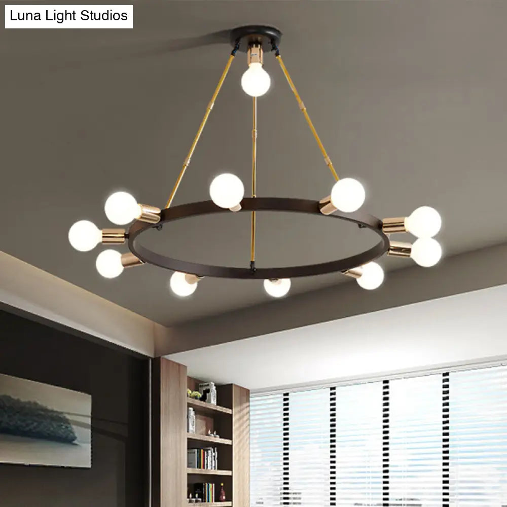 Lámpara de techo colgante modernista de cristal blanco esmerilado con forma de burbuja - 11 luces, color negro