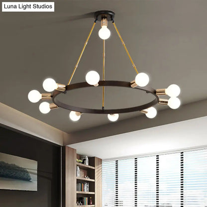 Lámpara de techo colgante modernista de cristal blanco esmerilado con forma de burbuja - 11 luces, color negro