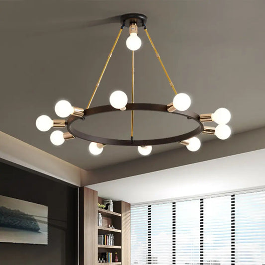Lámpara de techo colgante modernista de cristal blanco esmerilado con forma de burbuja - 11 luces, color negro