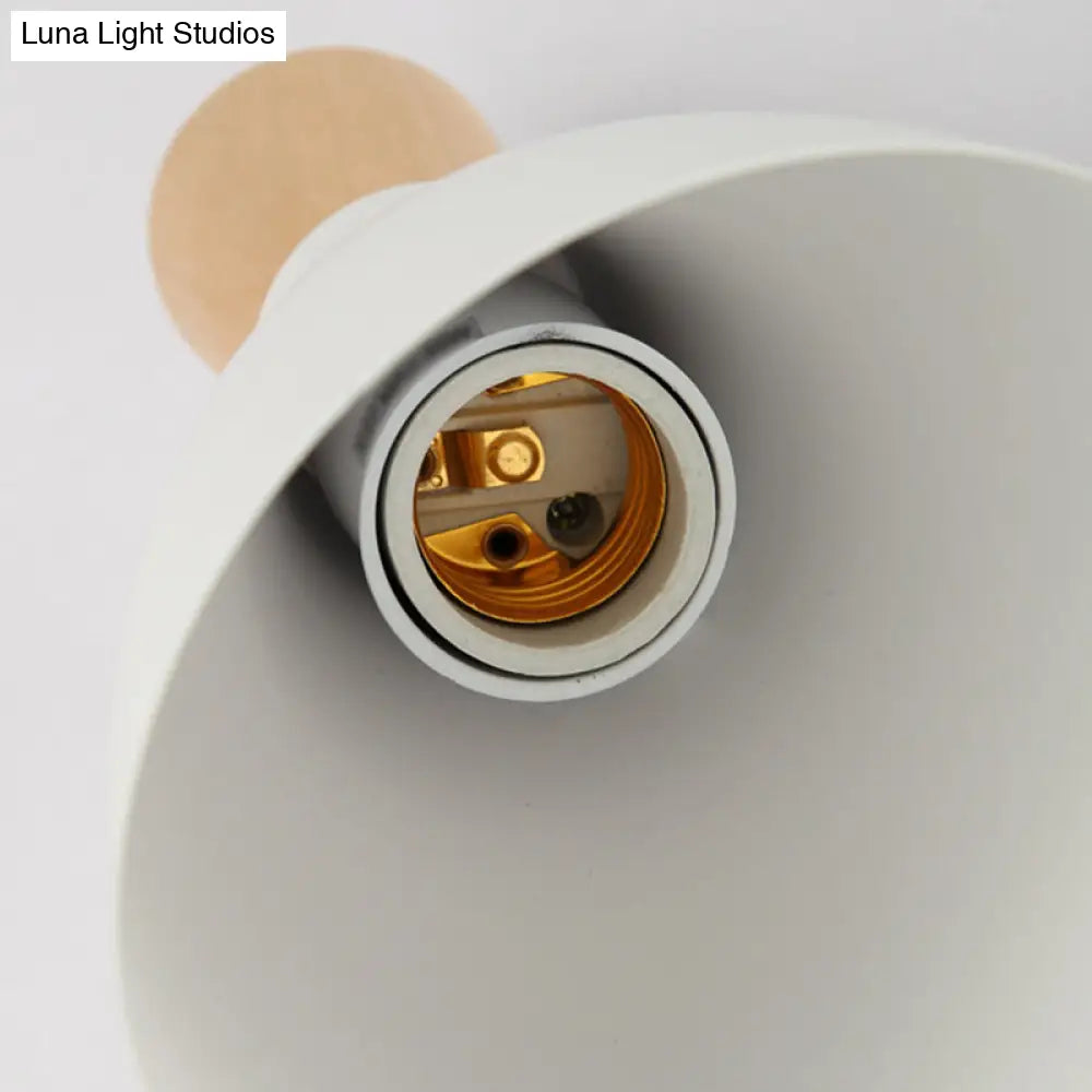 DecorBites™ DecorBites™ Modernist Geometry Single Head Wall Light - White Iron Fixture with Round Wood Backplate