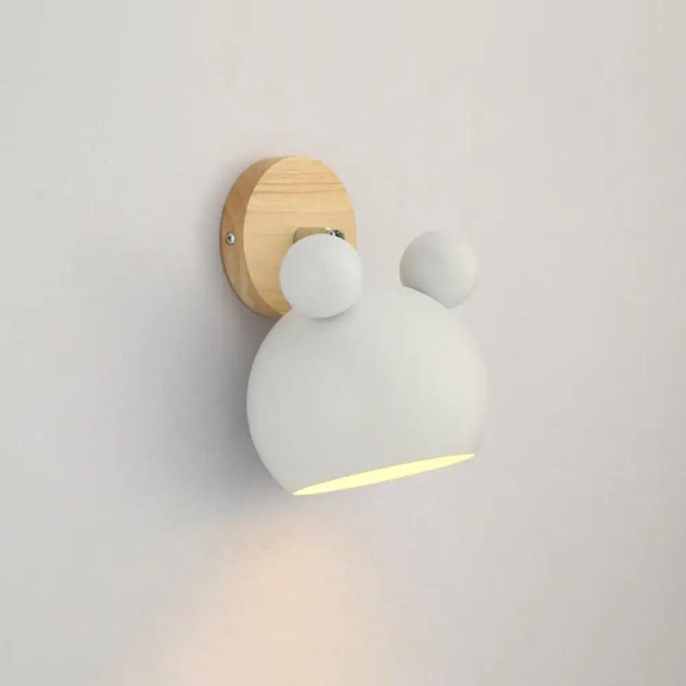 DecorBites™ DecorBites™ Modernist Geometry Single Head Wall Light - White Iron Fixture with Round Wood Backplate