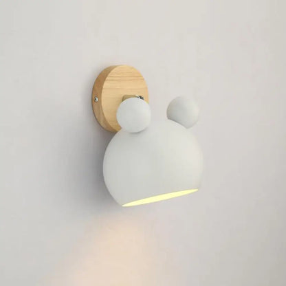 DecorBites™ DecorBites™ Modernist Geometry Single Head Wall Light - White Iron Fixture with Round Wood Backplate