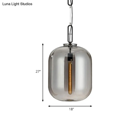 Modernist Glass Shade Oval Pendant Light Fixture for Bedroom, 1 Light, Amber/Smoke Gray, 10"/14" W