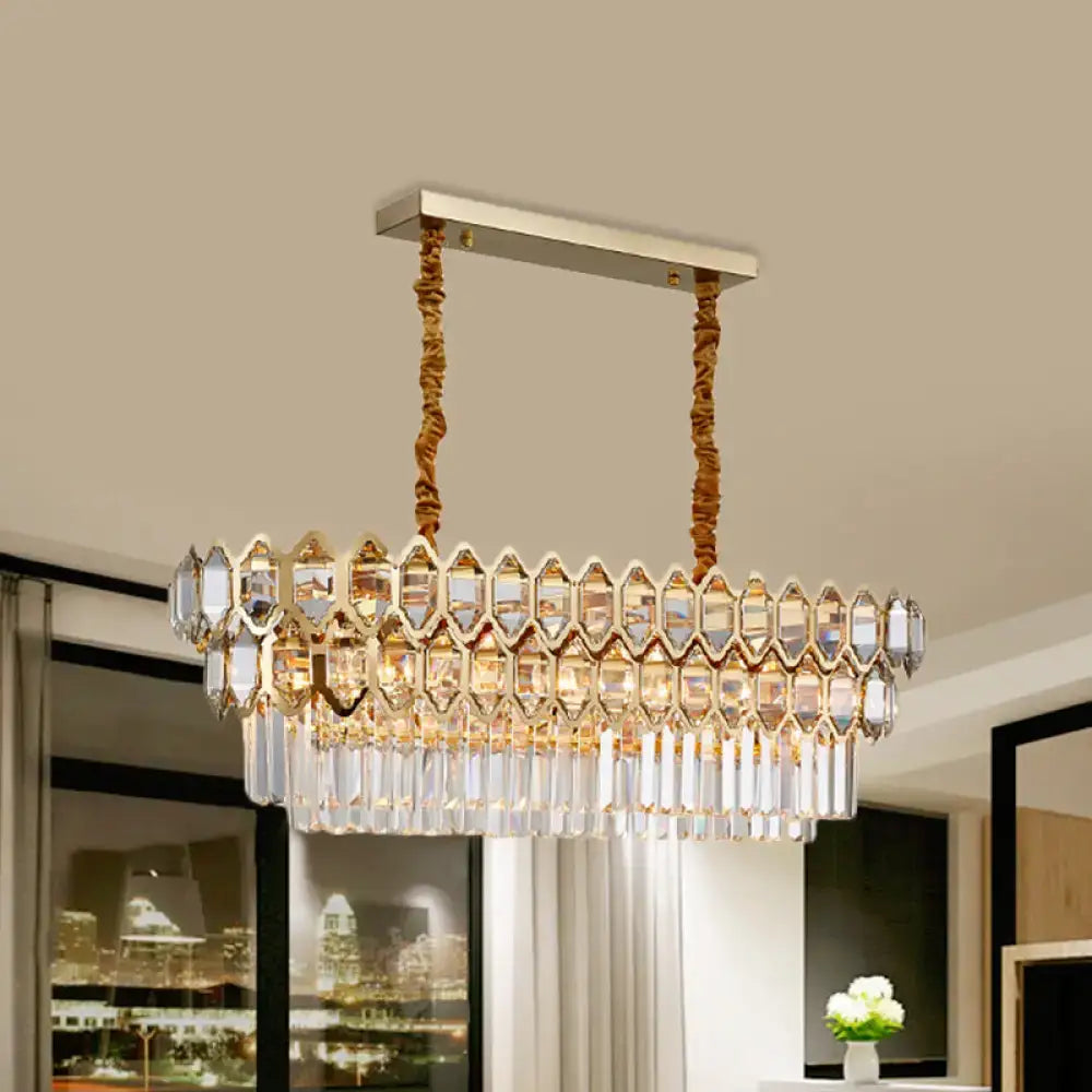 Decorbites modernist gold crystal pendant ceiling light with 10-bulb quatrefoil design for 110v-120v and 220v-240v use