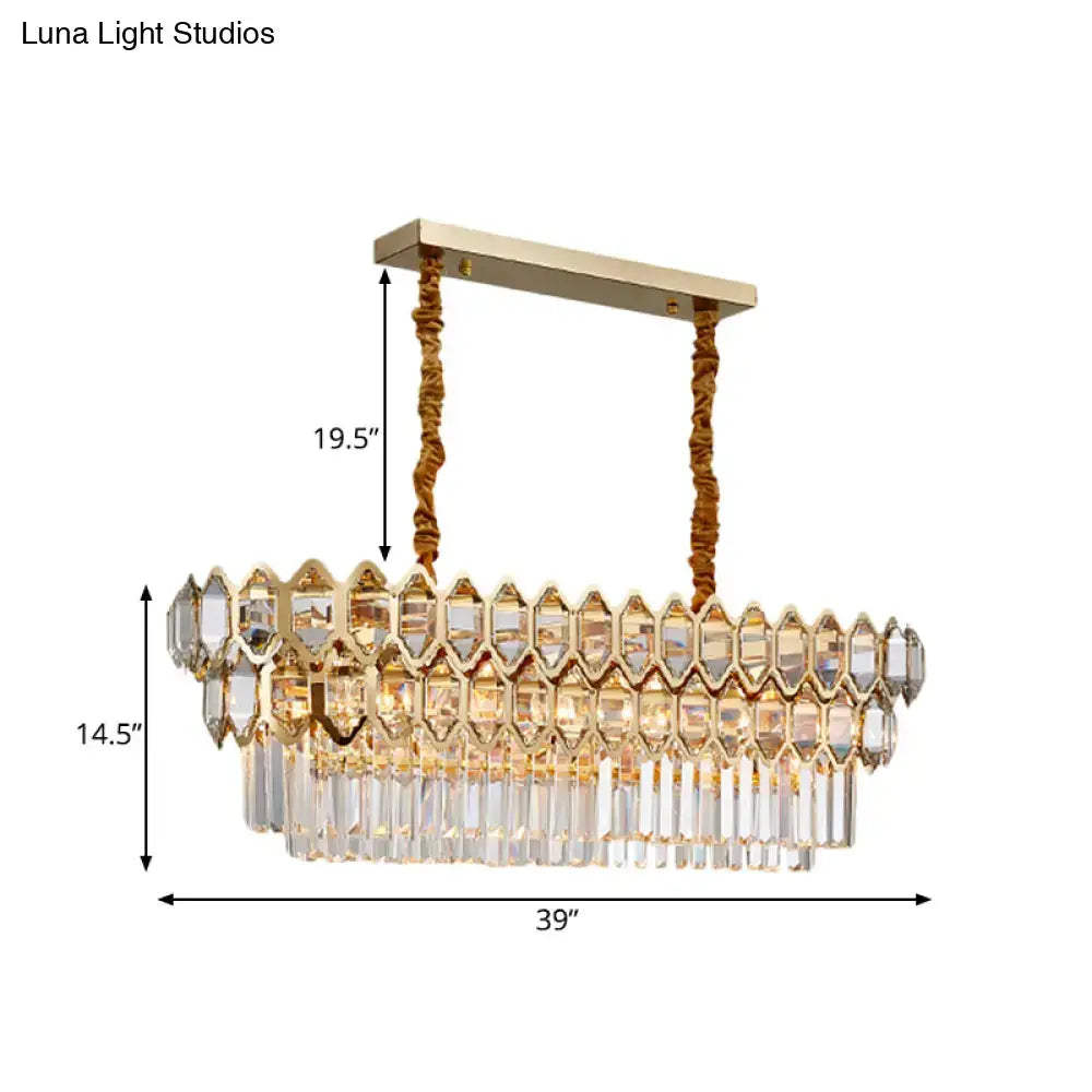 Decorbites modernist gold crystal pendant ceiling light with faceted prisms supports 110v-120v and 220v-240v use