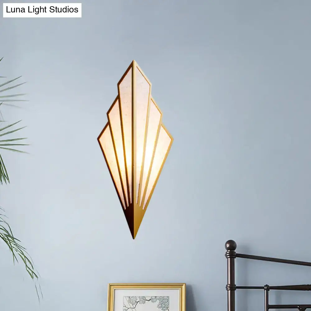 Modernist gold fan wall lamp art deco sconce with gold metal frame frosted glass panels warm light 110v-120v direct wired electric wall lamp