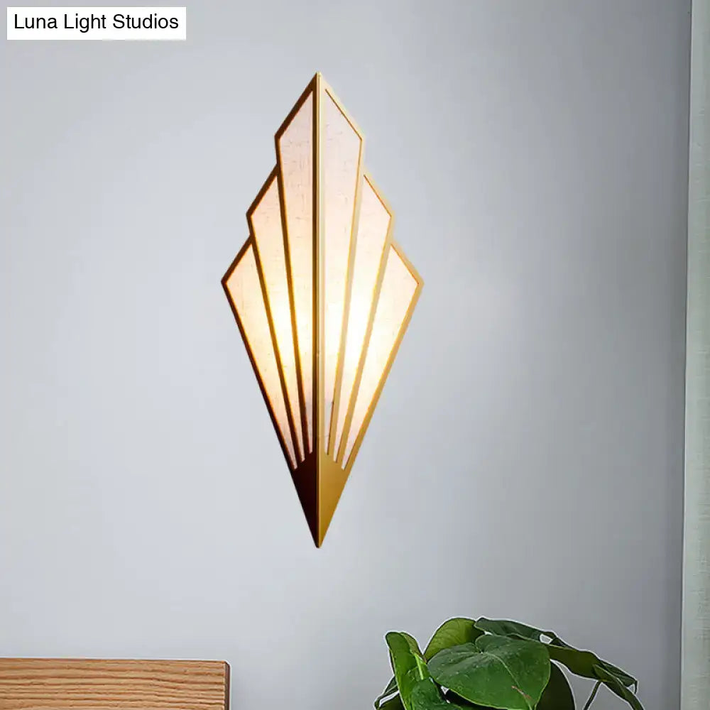 Modernist gold fan wall lamp with frosted glass panels direct wired electric 110v-120v art deco sconce