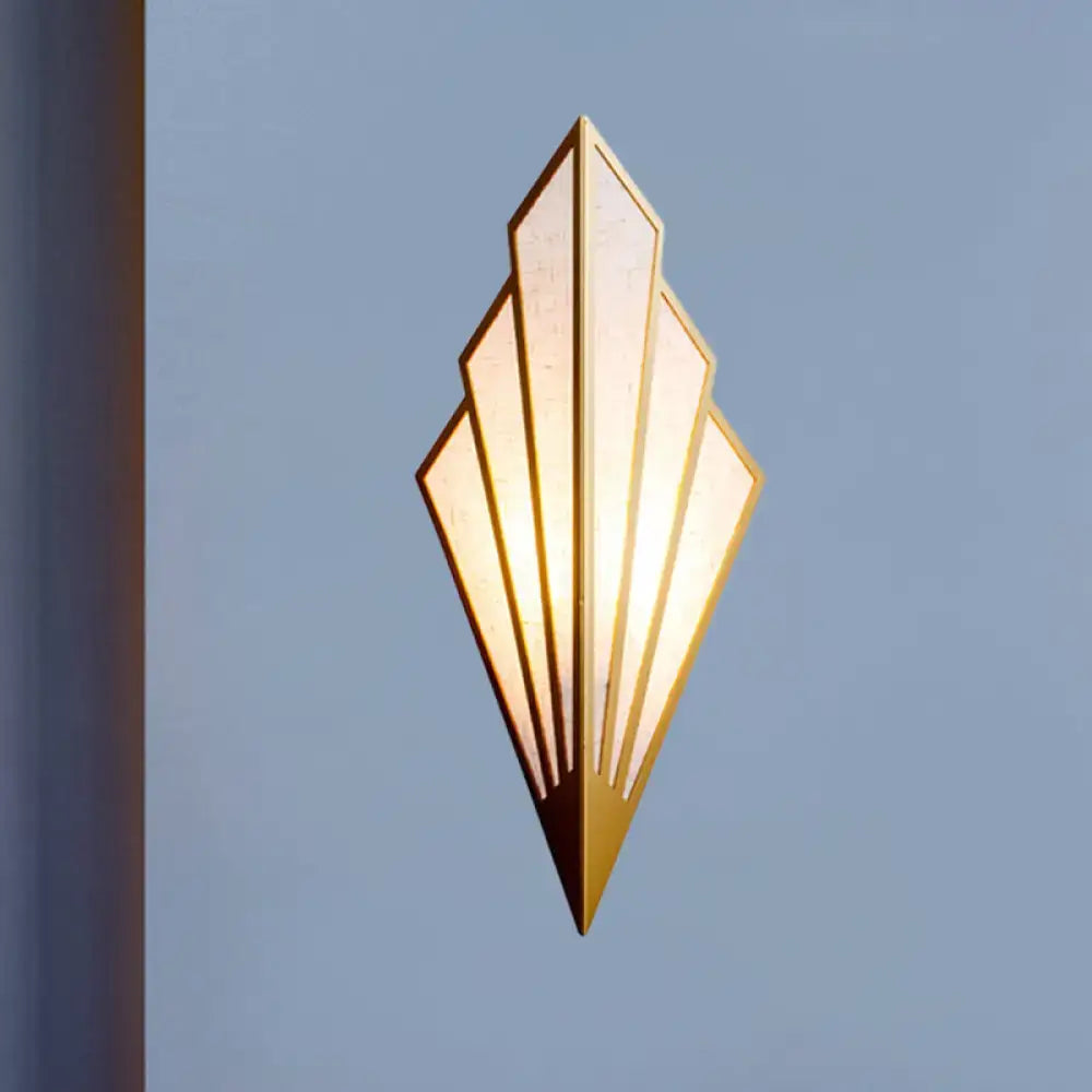 Modernist gold fan wall lamp direct wired electric 110v-120v art deco sconce with frosted glass panels