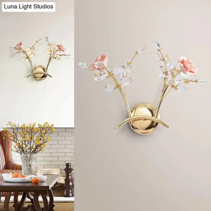 DecorBites™ DecorBites™ Modernist Gold K9 Crystal Wall Sconce - 2-Light Hallway Mounted Fixture