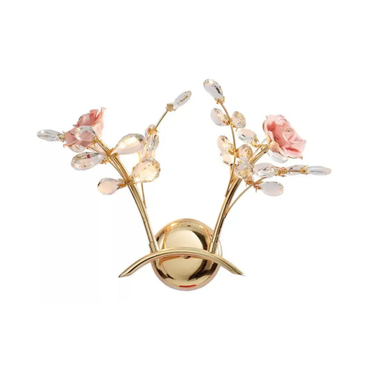 DecorBites™ DecorBites™ Modernist Gold K9 Crystal Wall Sconce - 2-Light Hallway Mounted Fixture