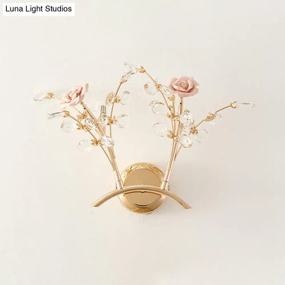 DecorBites™ DecorBites™ Modernist Gold K9 Crystal Wall Sconce - 2-Light Hallway Mounted Fixture