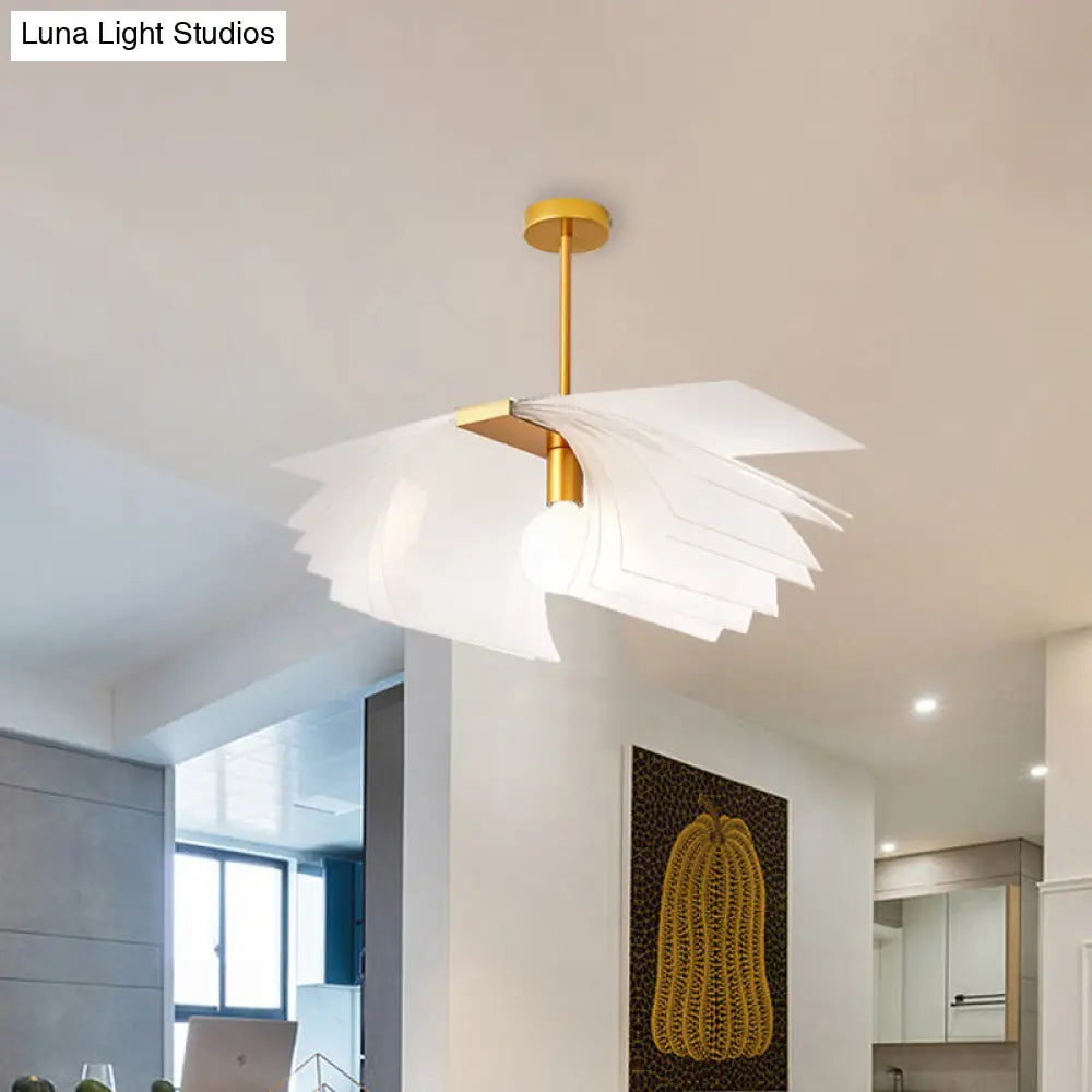 DecorBites™ DecorBites™ Modernist Gold LED Ceiling Light: Paper Shape Semi Flush Acrylic Design for Dining Room