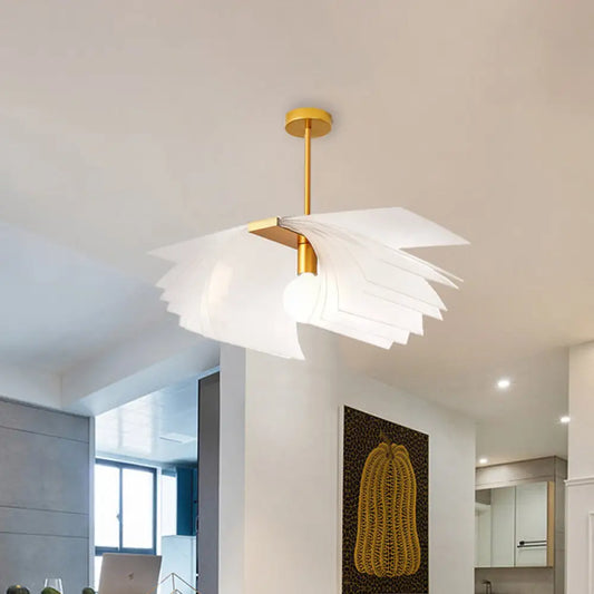 DecorBites™ DecorBites™ Modernist Gold LED Ceiling Light: Paper Shape Semi Flush Acrylic Design for Dining Room