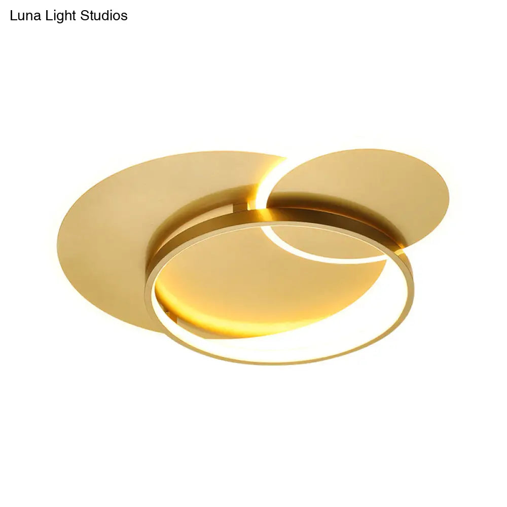 DecorBites™ DecorBites™ Modernist Gold LED Crossed Ring Flush Mount Ceiling Fixture - Warm/White Light, 16.5"/21.5" Width