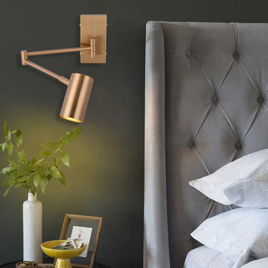 DecorBites™ DecorBites™ Modernist Gold LED Wall Sconce with Metal Shade - Bedroom Lighting