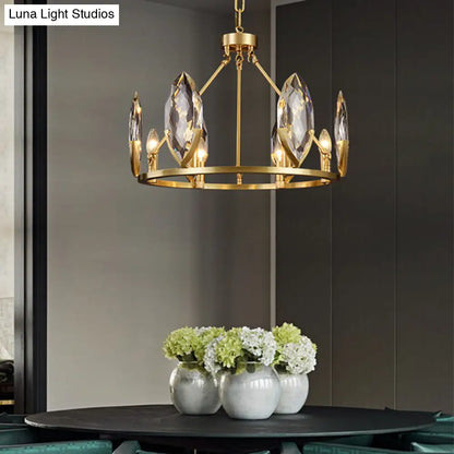 Lámpara de araña modernista con aros dorados y pantallas de cristal - Kit de luz colgante para sala de estar con 6/8 bombillas