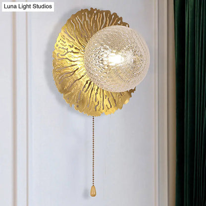 DecorBites™ DecorBites™ Modernist Gold Sphere Metal Wall Light - Dimple Glass LED Fixture