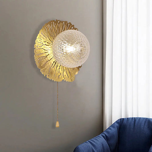 DecorBites™ DecorBites™ Modernist Gold Sphere Metal Wall Light - Dimple Glass LED Fixture