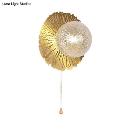 DecorBites™ DecorBites™ Modernist Gold Sphere Metal Wall Light - Dimple Glass LED Fixture