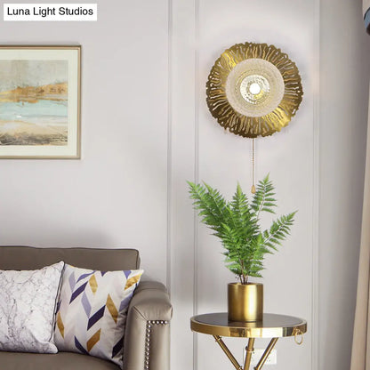 DecorBites™ DecorBites™ Modernist Gold Sphere Metal Wall Light - Dimple Glass LED Fixture