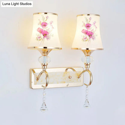 DecorBites™ DecorBites™ Modernist Gold Wall Mount Lamp with Arced Painted Glass Shade for Bedroom Wall Lighting