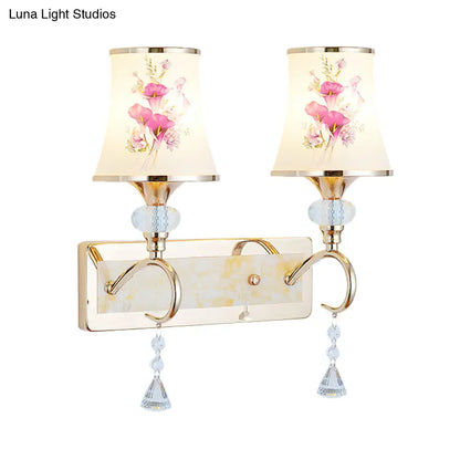 DecorBites™ DecorBites™ Modernist Gold Wall Mount Lamp with Arced Painted Glass Shade for Bedroom Wall Lighting