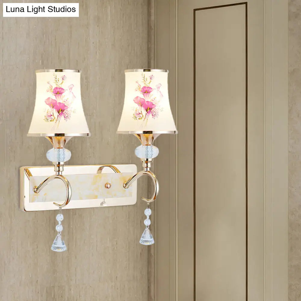 DecorBites™ DecorBites™ Modernist Gold Wall Mount Lamp with Arced Painted Glass Shade for Bedroom Wall Lighting