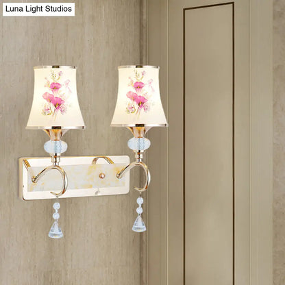 DecorBites™ DecorBites™ Modernist Gold Wall Mount Lamp with Arced Painted Glass Shade for Bedroom Wall Lighting