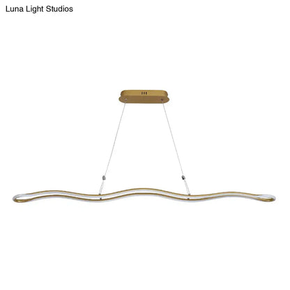 Gold-toned decorbites modernist wavy strip led island pendant with acrylic glass accents for dining room 110v-120v 220v-240v