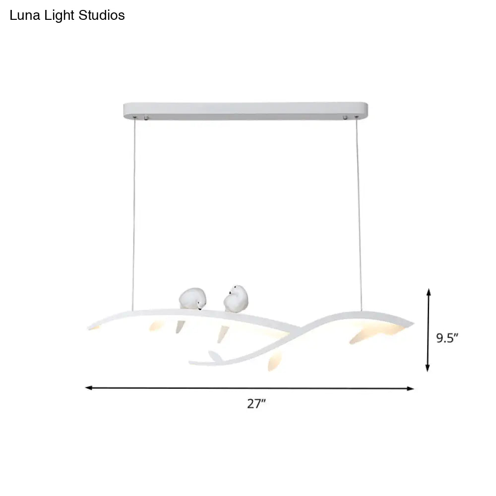 مصباح سقف معلق من الأكريليك LED بتصميم عصري مع زخارف على شكل طائر باللون الأبيض/الضوء الدافئ