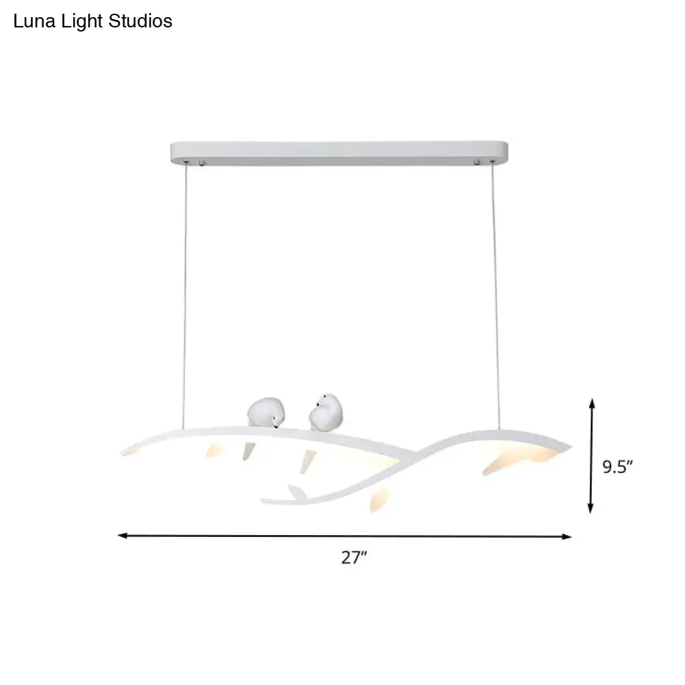 مصباح سقف معلق من الأكريليك LED بتصميم عصري مع زخارف على شكل طائر باللون الأبيض/الضوء الدافئ