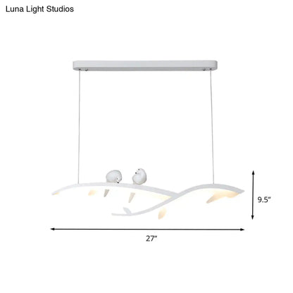 مصباح سقف معلق من الأكريليك LED بتصميم عصري مع زخارف على شكل طائر باللون الأبيض/الضوء الدافئ