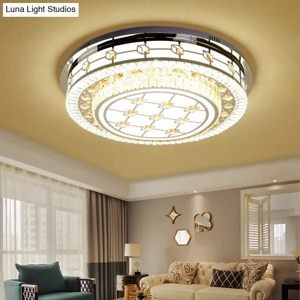 DecorBites™ DecorBites™ Modernist LED Chrome Crystal Flush Mount Ceiling Light for Living Room - 23.5"/31.5" Diameter