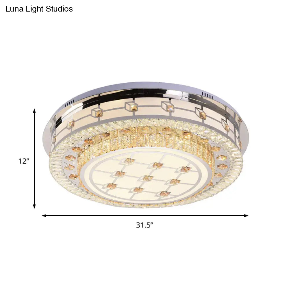 DecorBites™ DecorBites™ Modernist LED Chrome Crystal Flush Mount Ceiling Light for Living Room - 23.5"/31.5" Diameter