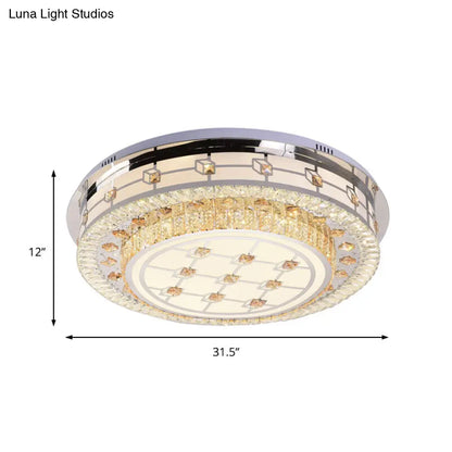 DecorBites™ DecorBites™ Modernist LED Chrome Crystal Flush Mount Ceiling Light for Living Room - 23.5"/31.5" Diameter