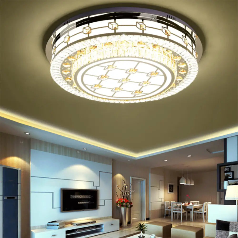 DecorBites™ DecorBites™ Modernist LED Chrome Crystal Flush Mount Ceiling Light for Living Room - 23.5"/31.5" Diameter