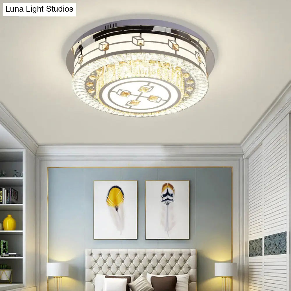 DecorBites™ DecorBites™ Modernist LED Chrome Crystal Flush Mount Ceiling Light for Living Room - 23.5"/31.5" Diameter
