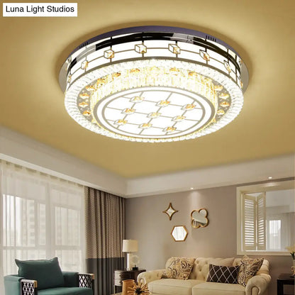 DecorBites™ DecorBites™ Modernist LED Chrome Crystal Flush Mount Ceiling Light for Living Room - 23.5"/31.5" Diameter