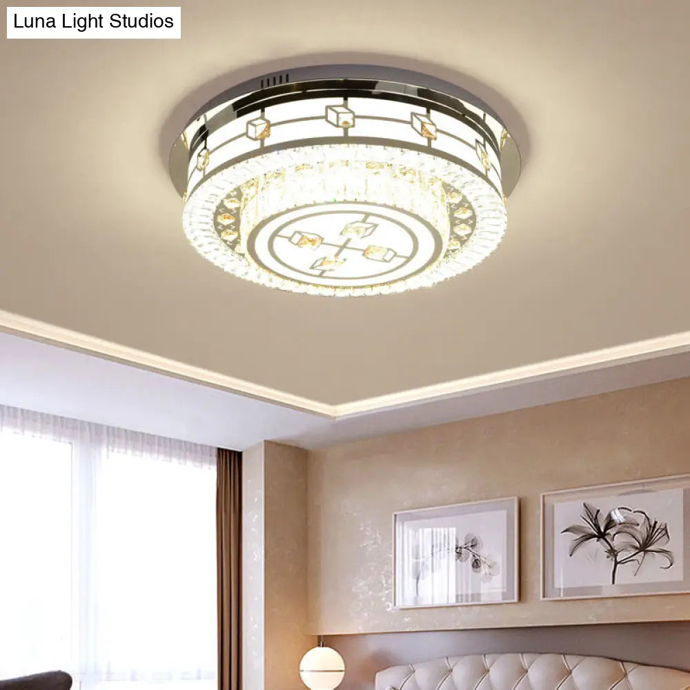 DecorBites™ DecorBites™ Modernist LED Chrome Crystal Flush Mount Ceiling Light for Living Room - 23.5"/31.5" Diameter